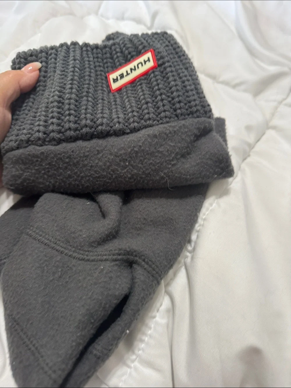 Hunter Two-Pairs Knit boot sock liners in Charcoal Gray & Slate Blue medium EUC
